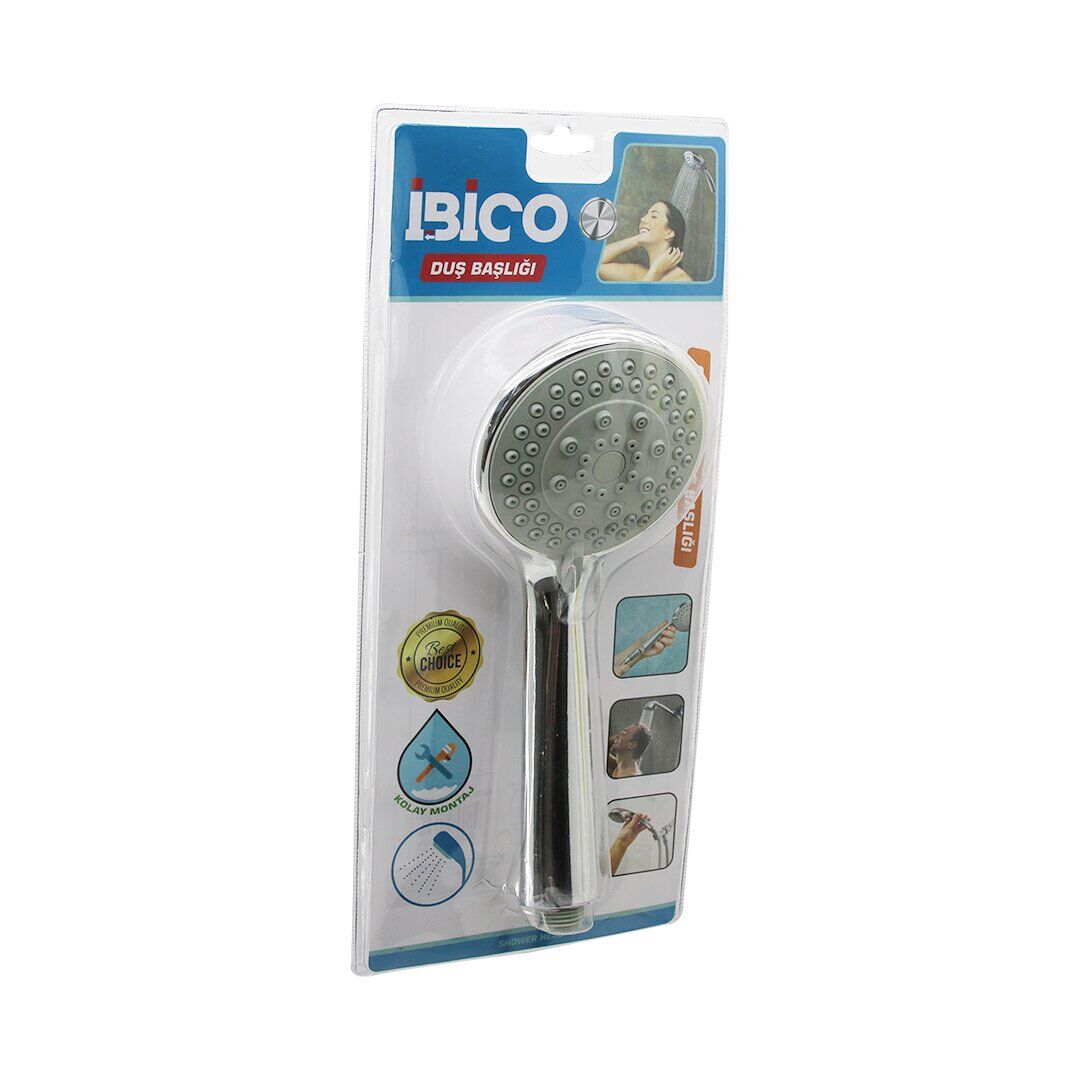 İBİCO K13-040 (ORTA BOY) (YUVARLAK & BOMBELİ =9.7CM) DUŞ BAŞLIK (KADEMELİ) (VAKUMLU) (KROM GÖVDE & GRİ ZEMİN)(SAP:14.5CM)*77