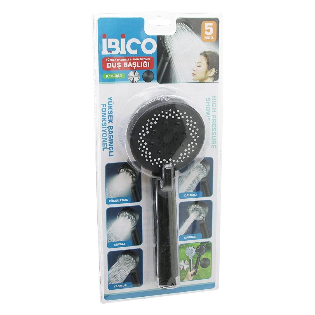 İBİCO K13-042 ( 5 MOD) (YUVARLAK=8.7CM) DUŞ BAŞLIK (KADEMELİ) (VAKUMLU) (SİYAH GÖVDE & SİYAH ZEMİN & BEYAZ-SYH İĞNE) (SAP:14CM)*77