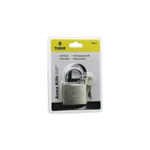 TUDOR TD-CS50MM ( VAKUMLU ) ( YILDIZ & ÇİVİ ANAHTARLI ) ( 50MM & GRİ ) ( KISA KANCALI ) ÇELİK ASMA KİLİT*12X10