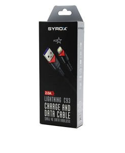 SYROX C93 ( İPHONE ) USB ( ÖRGÜLÜ ) LIGHTNING 2.0A ŞARJ & DATA KABLOSU*320