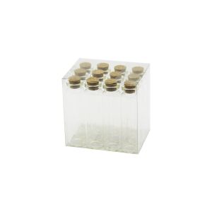 YAKUT-11557 ( 20ML ) ( ÇOK AMAÇLI & DEKORATİF ) ( BOŞ TÜP ) CAM ŞİŞE ( MANTAR KAPAKLI )*12X76
