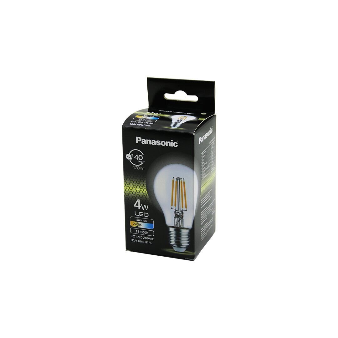 PANASONİC ( SARI ) ( E27 ) ( 4W=40W ) LED AMPUL ( FLAMENT & RUSTİK ) ( WARM WHİTE ) ( 2700K ) ( 470LM ) ( 15.000 SAAT ÖMÜR )*10X8