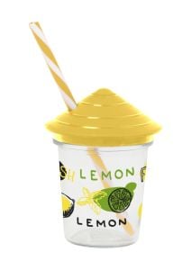 320 CC DESENLI PIPETLI CAM BARDAK - LEMON *24