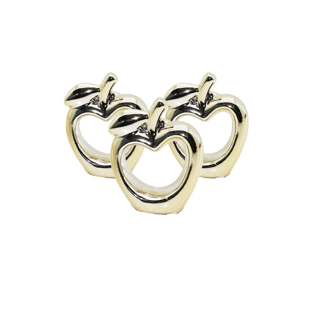 YAKUT-12455 ( KALPLİ & ELMA ) ( GOLD & SERAMİK ) BİBLO & DEKORATİF SÜS EŞYASI ( 6 X 7.3 X 1.8CM )*24X1