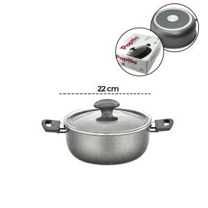 PAPİLLA FRED ( CASSEROLE ) ( 22 CM ) ( DERİN ) ( GRANİT TENCERE ) ( CAM KAPAK ) ( GRİ KIRÇILLI ) ( BRKT-712241 )*6=K