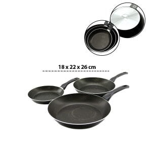 PAPİLLA ( RAGNAR ) ( 3PCS SET ) ( 18-22-26 CM ) ( TEFLON ) TAVA ( TEK SAPLI ) ( DIŞ TEFLON & İÇ TEFLON + KIRÇIL )*8=K