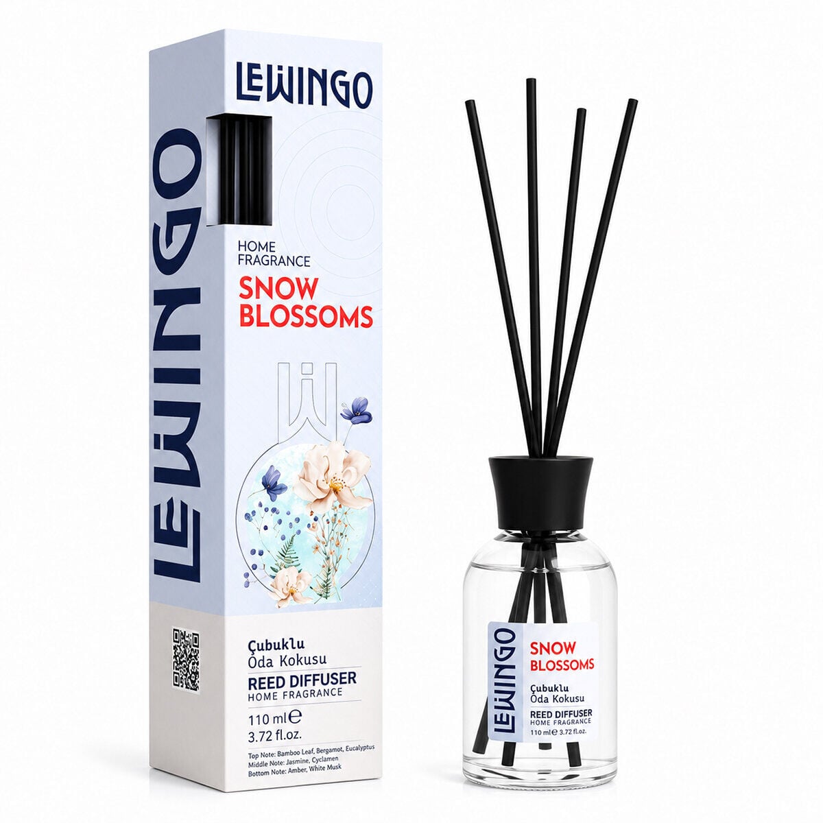 LEWİNGO ( 110ML ) ( SNOW BLOSSOMS ) BAMBU ORTAM KOKUSU ( CAM ŞİŞE )*24=K