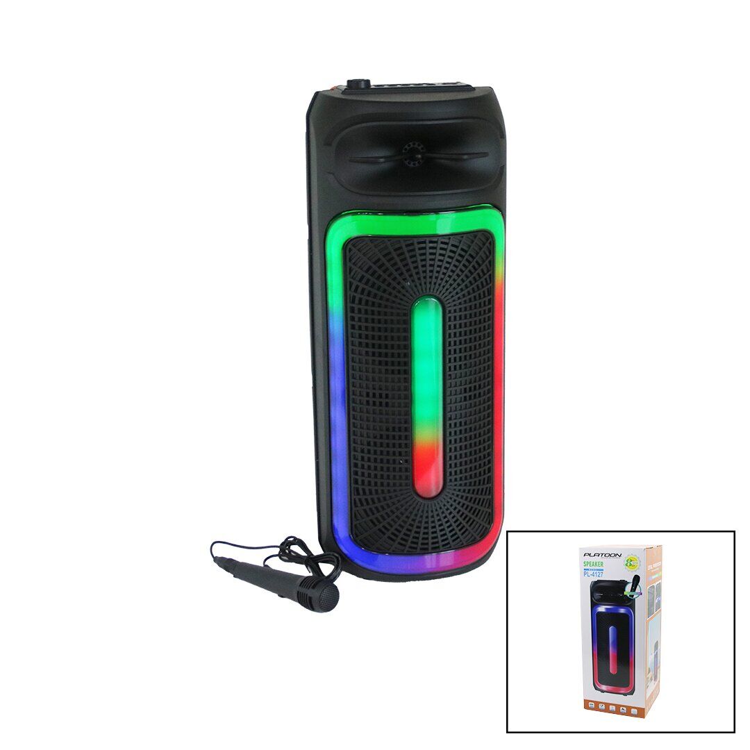 PLATOON PL-4127 KARAOKE (MİKROFONLU) WİRELESS HOPARLÖR & SPEAKER (IŞIKLI) (USB ŞARJLI) (DC 5V & TF & AUX) ( 8'' INCH )*6
