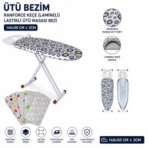 ÜTÜ BEZİM RANFORCE KEÇE ( LAMİNELİ ) ( LASTİKLİ ) ( ÜTÜ MASASI BEZİ ) ( 140X50CM ± 3CM)*30