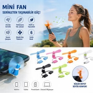 EMKA-5632 MİNİ TELEFON PERVANE & FAN ( ÇİFT ŞARJ GİRİŞLİ = IPHONE & TYPC-E )*20X25