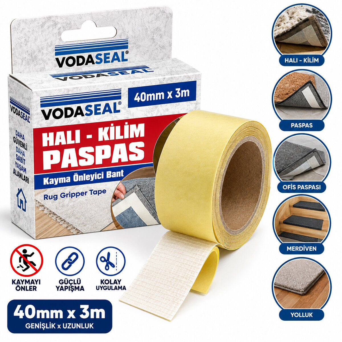 VODASEAL HKB- 03 HALI & KİLİM & PASPAS KAYDIRMAZ BANT ( 40MMX3M )*108