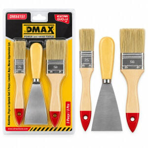 DMAX DMX-4151 ( 3PCS ) BOYACI SETİ ( 1PCS SPATULA=50MM ) + ( 2PCS KESTİRME FIRÇA=NO-1-1.5)*240