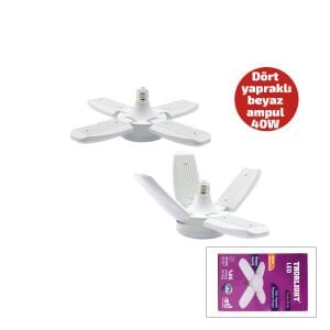 THORLIGHT P-6040B ( 1+4 KOLLU & YAPRAKLI ) ( PERVANE MODELİ ) PAPATYA  BEYAZ LED LAMBA AMPUL ( 40W & E27)*27