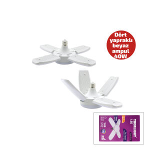 THORLIGHT P-6040B ( 1+4 KOLLU & YAPRAKLI ) ( PERVANE MODELİ ) PAPATYA  BEYAZ LED LAMBA AMPUL ( 40W & E27)*27