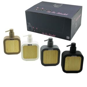 İBİCO İ21-059 ( DİKDÖRTGEN & DÜZ ) ( BAMBU & RENKLİ PLASTİK ) SIVI SABUNLUK ( 400ML )*12X4