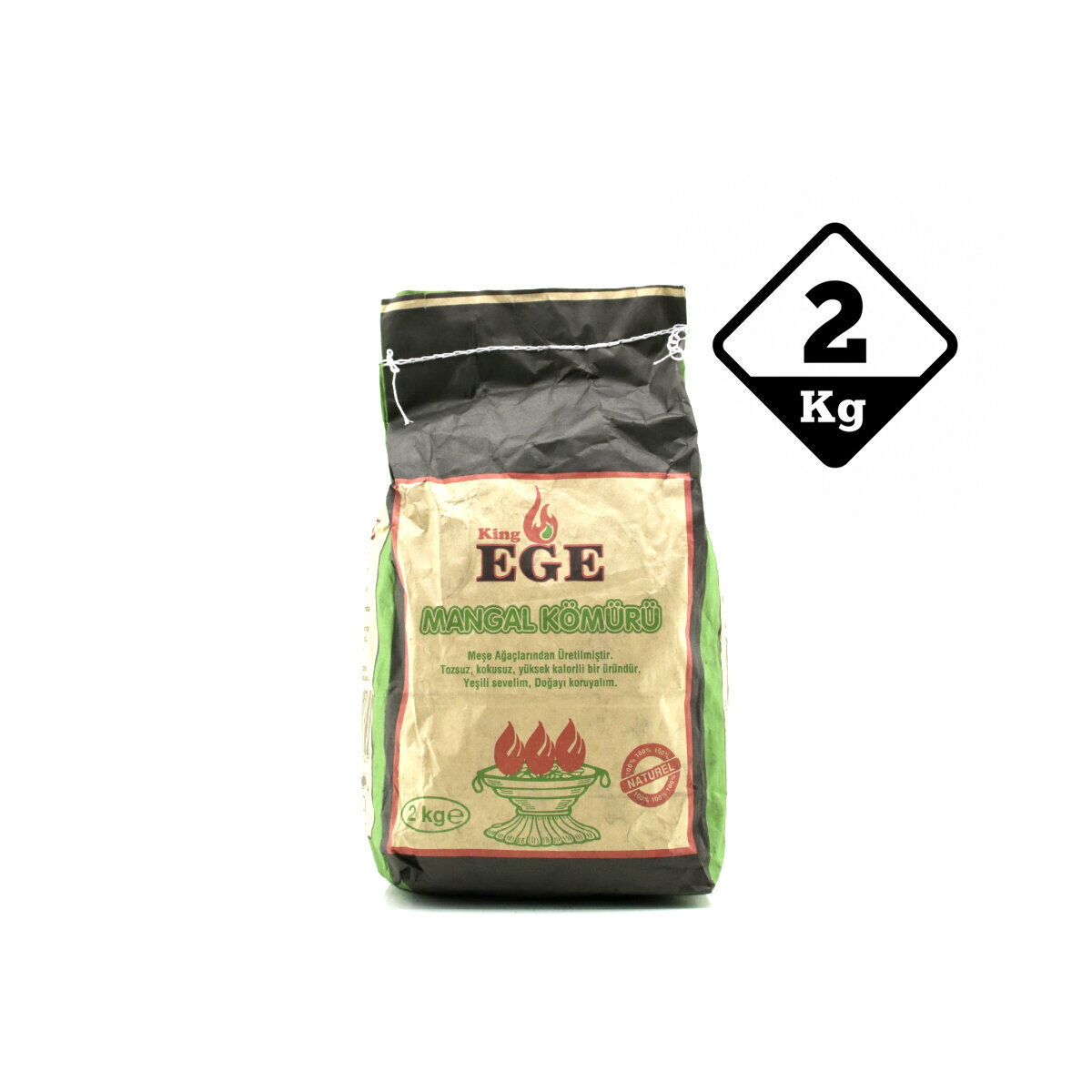 KİNG EGE MANGAL KÖMÜRÜ ( 2KG ) ( ÇIRA HEDİYELİDİR )*12=K
