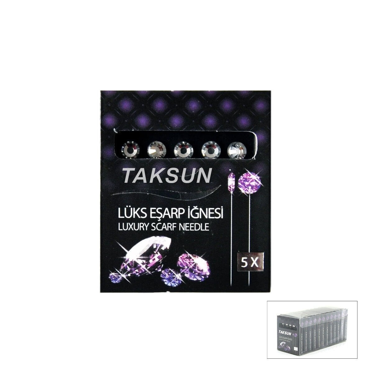 TAKSUN ( 5PCS ) ( SİYAH ) ( LUX ) BAŞÖRTÜ & EŞARP İĞNESİ*12X100
