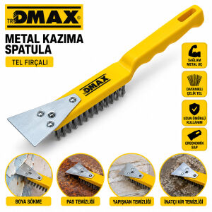 DMAX-4802 ( 2IN1 ) ÇELİK TEL FIRÇA & METAL KAZIMA SPATULA ( 270MM )*12X10