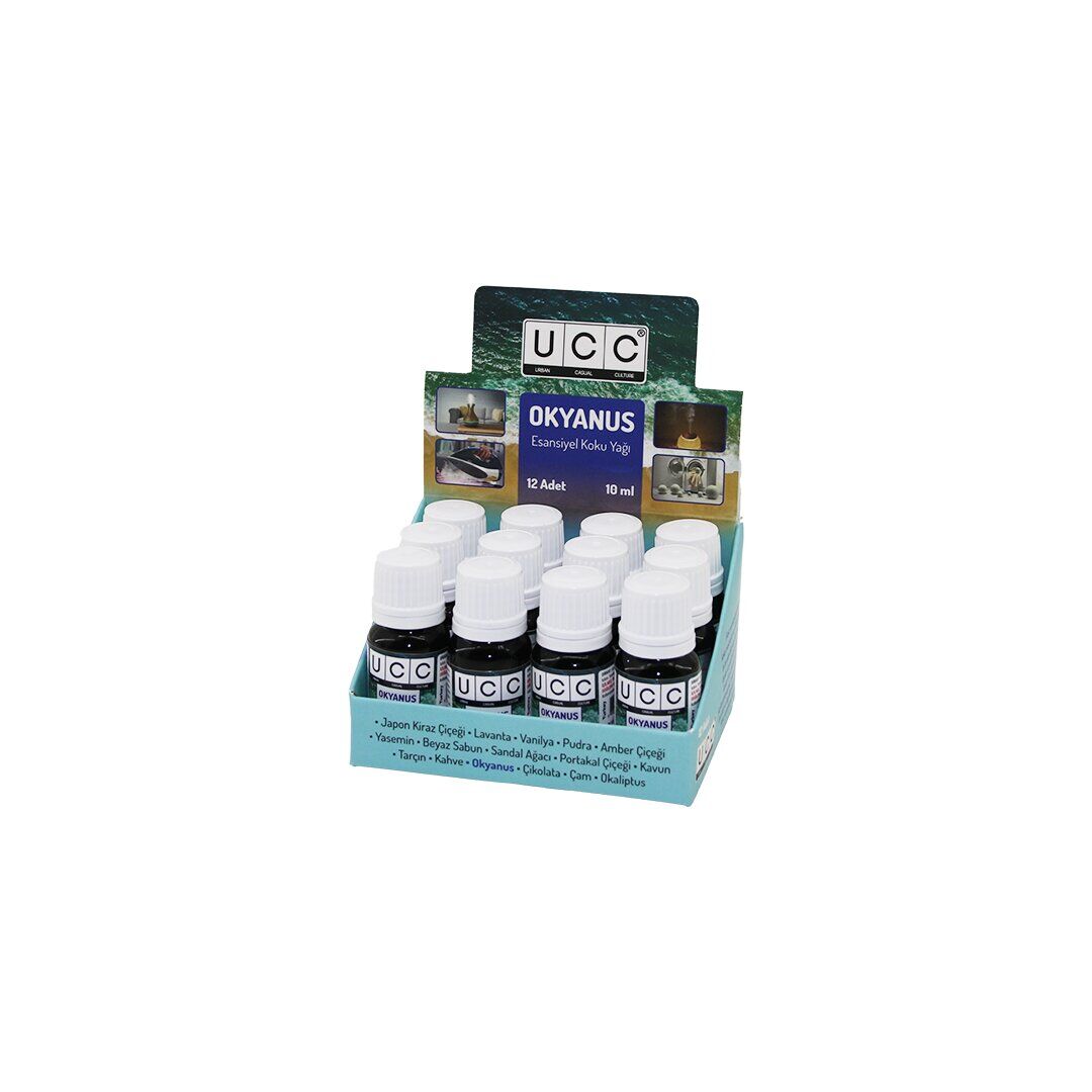 UCC ESANSİYEL KOKU YAĞI ( OKYANUS ) ( BUHARDANLIK & ÇAMAŞIR MAKİNE & ÜTÜ VB. KULLANIM ) ( 10ML )*12X42