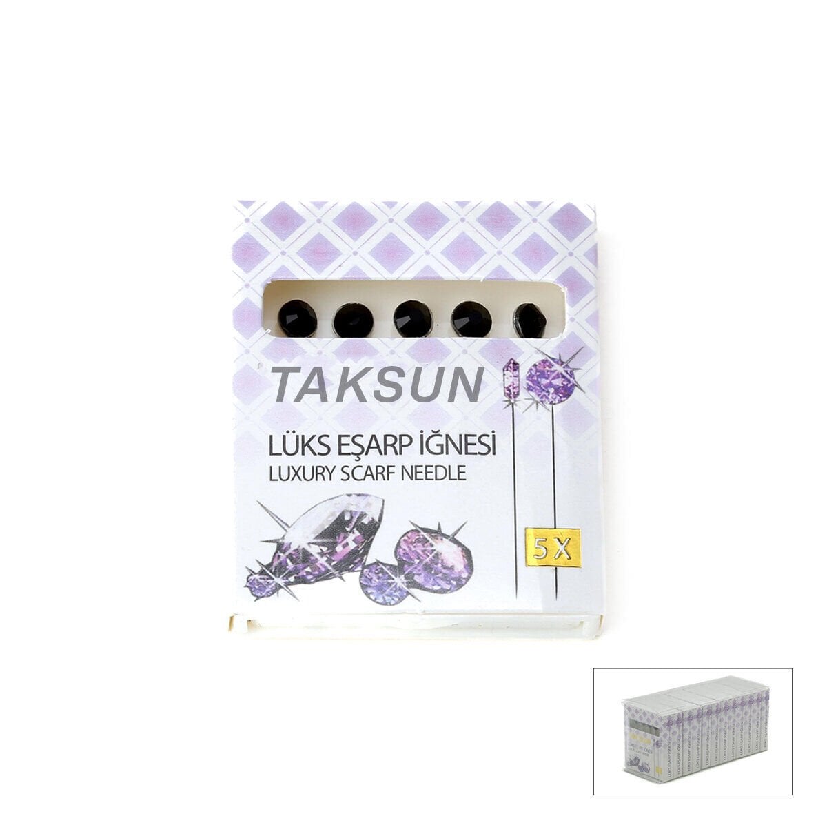 TAKSUN ( 5PCS ) ( BEYAZ ) ( LUX ) BAŞÖRTÜ & EŞARP İĞNESİ*12X100