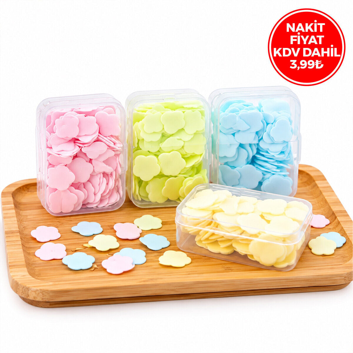 HASUBA SEVİMLİ SABUNLAR HS-400 (MİNİ=1.2-1.5CM) (SEYAHAT & PİKNİK & OKULDA) (160PCS ± 10) (MİX:KALP& YVRLK&ÇİÇEK)*24X40