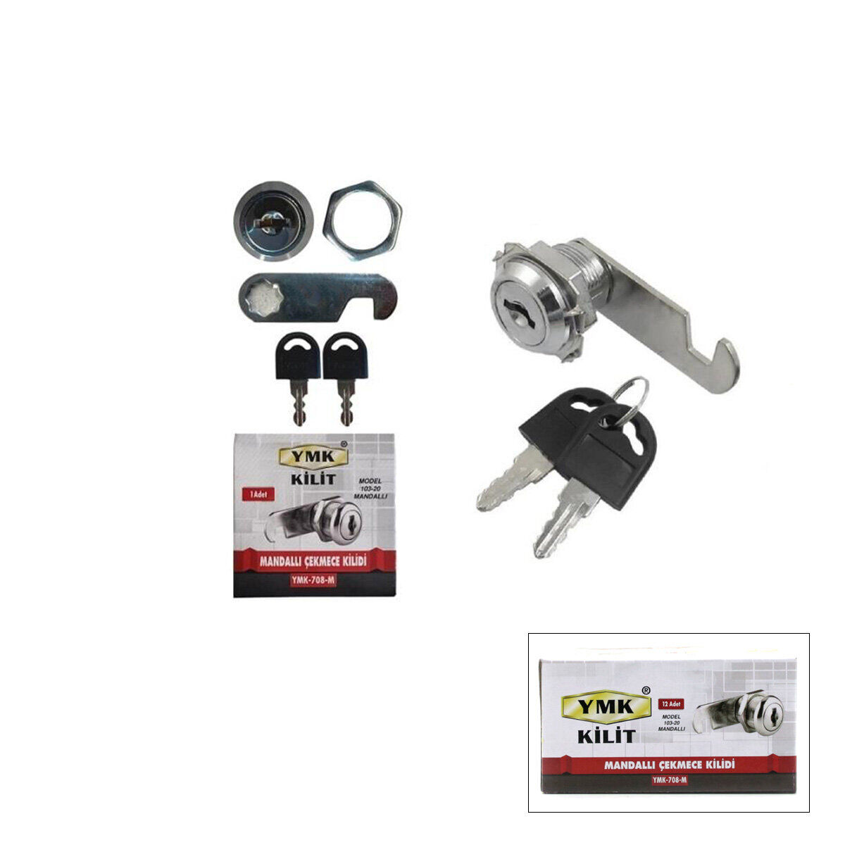 YUMA YMK-708-M ( OVAL & MANDALLI ) ( DOLAP & ÇEKMECE ) KİLİT ( 20MM )*12X20