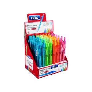 TRİX T-460 ( 2B/0.7MM ) VERSATİL UÇLU KALEM RENKLİ ( ŞEFFAF GÖVDE & UZUN SİLGİ )*48X30
