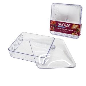 SHOME ( KARE & OVAL KENAR) ( MİKA KRİSTAL & PLASTİK ) ( ŞEFFAF KAPAKLI ) MONALİNA SUNUMLUK*24=K