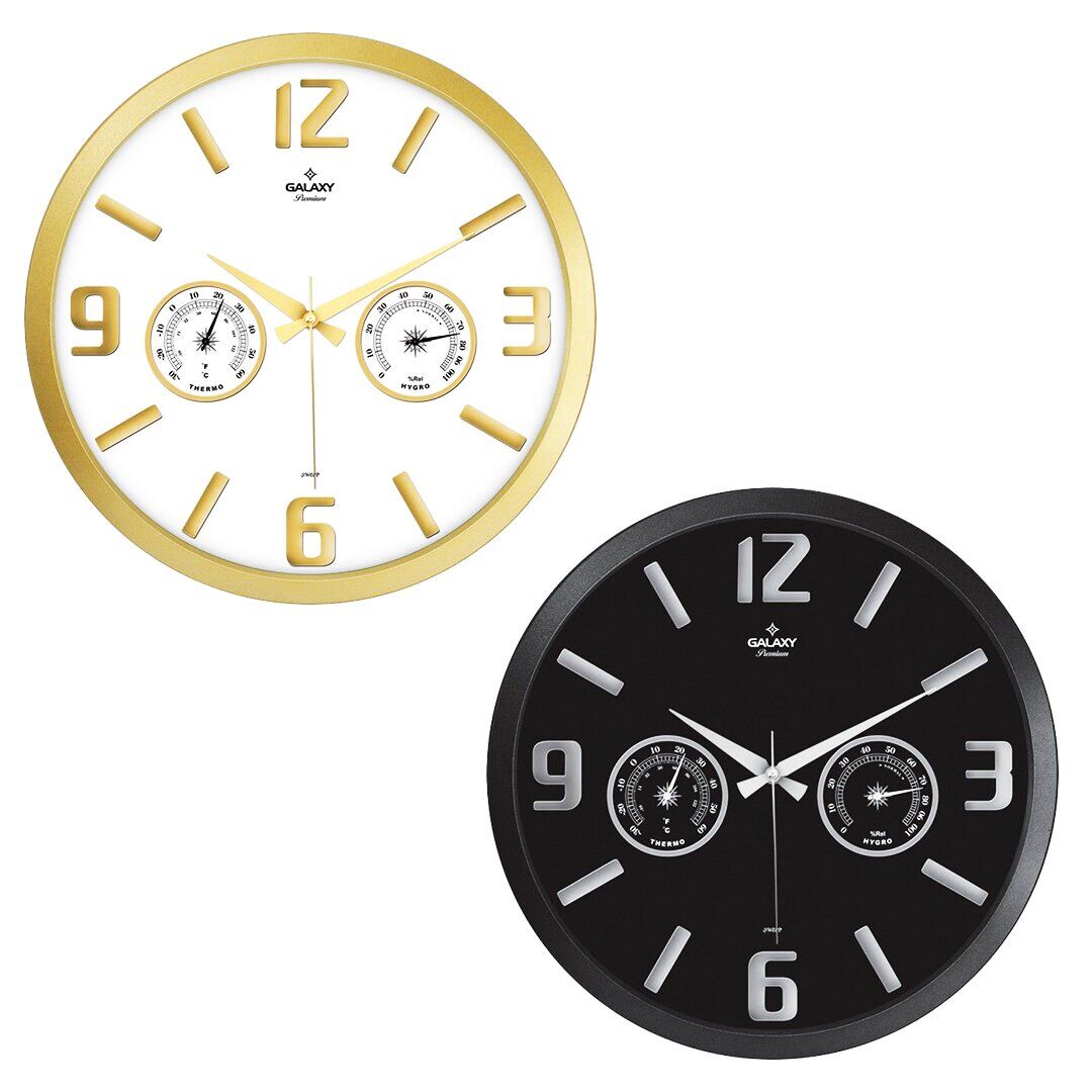 GALAXY PREMİUM 705-A-2-K-1-G-2 TERMOMETRELİ ( ISI & NEM ÖLÇER ) KABARTMA RAKAMLI DUVAR SAATİ*10