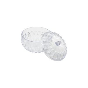 SHOME KOD:0100 ( ŞEFFAF YUVARLAK ) ( MİKA KRİSTAL PLASTİK ) ŞEKERLİK ( KAPAKLI )*96