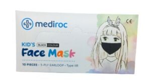 MEDİROC ( ÇOCUK & 10PCS ) ( SİYAH ) MEDİKAL CERRAHİ MASKE LASTİKLİ*1X100