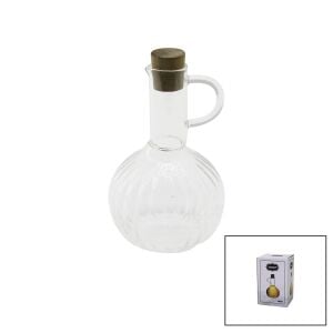 YAKUT-13315 ( MİNİ ) ( CAM ) YAĞDANLIK ( ÇİZGİLİ DESEN ) ( 300ML ) ( AHŞAP BAMBU MANTAR TIPA )*48
