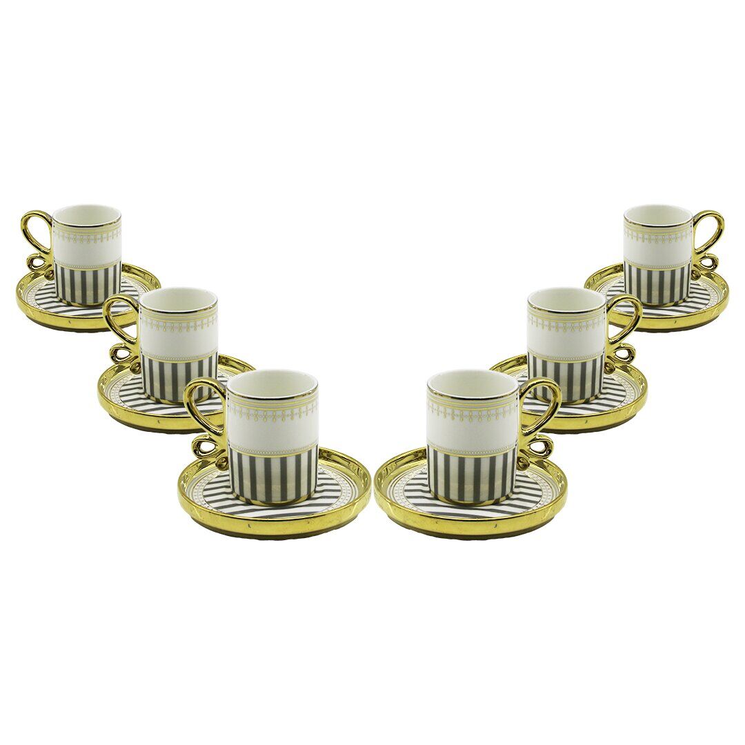 YENİİ NEWLİFE CLKN-2461 ( GOLD ) ( 12PCS=6-TAKIM ) PORSELEN KAHVE FİNCANI*12