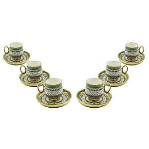 YENİİ NEWLİFE CLKN-2462 ( GOLD ) ( 12PCS=6-TAKIM ) PORSELEN KAHVE FİNCANI*12