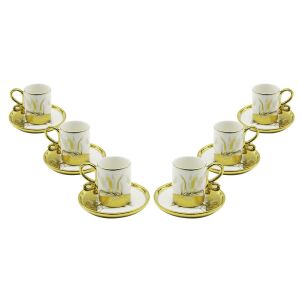 YENİİ NEWLİFE CLKN-2465 ( GOLD ) ( 12PCS=6-TAKIM ) PORSELEN KAHVE FİNCANI*12