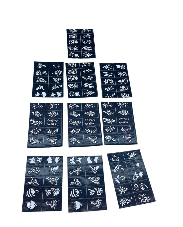 İBİCO ( ÇİÇEKLİ ) ( 10X14CM ) TÜP KINA DESEN ÇIKARTMA ŞABLONU ( 12PCS )*1X600