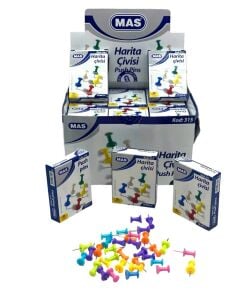 MAS-315 HARİTA ÇİVİSİ MANTAR PANO İĞNESİ 18PCS.RENKLİ SİLİNDİRİK*36X12