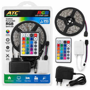 ATC ( 5MT ) (KUMANDALI & ADAPTÖRLÜ) (RGB RENKLİ) ŞERİT LED (IP65=SU GEÇİRMEZ) (SMD=2835) (54LEDs/m)*40