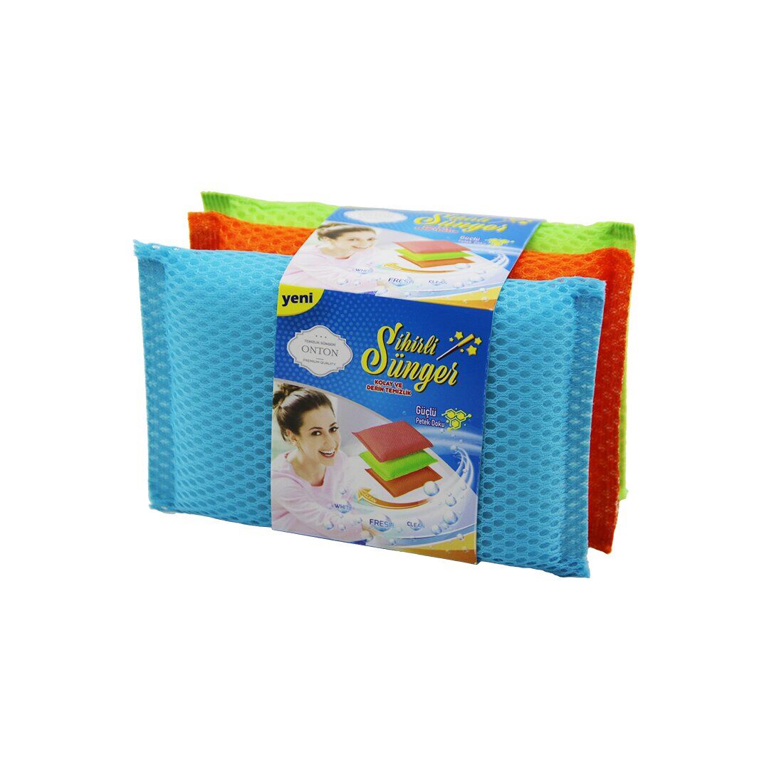 ONTON MGC-09 ( 3PCS ) SİHİRLİ BULAŞIK SÜNGERİ ( GÜÇLÜ PETEK DOKU ) *16X10