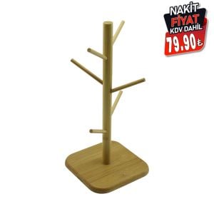 PABLITO HOME PBT-540 ( 6 KOLLU ) ( AHŞAP BAMBU ) ORGANİZER ASKILIK ( FİNCAN & KUPA BARDAK ) (KARE TABAN=16CM) (Y=34.5CM)*48