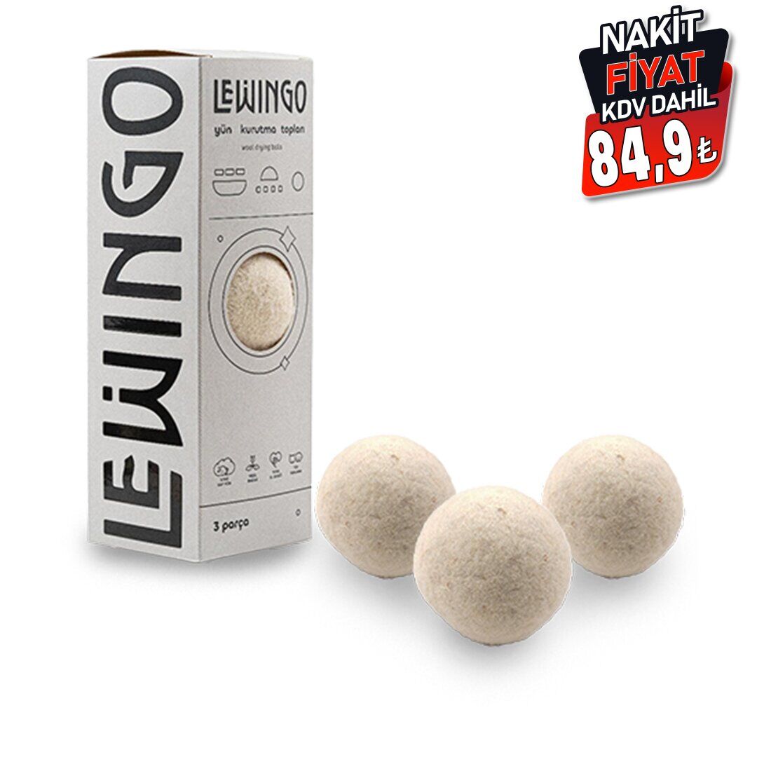 LEWİNGO ( 3PCS ) ( YÜN ) ÇAMAŞIR KURUTMA MAKİNESİ TOPU ( XL - 50GR )*18=K
