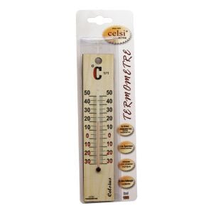 CELSİ-106 ( AHŞAP & BÜYÜK= 4 X 18.8CM ) ( DERECE ) ( ODA TERMOMETRESİ ) ( İÇ / DIŞ )( KURŞUN VE CİVA İÇERMEZ )*150