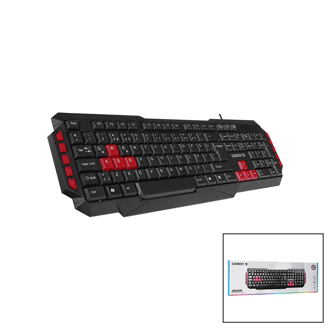 EVEREST KB-G7-ARMOR ( USB KABLOLU ) OYUNCU KLAVYE ( RENKLİ OYUN TUŞLARI & MULTİMEDYA TUŞLARI ) ( 150CM )*20