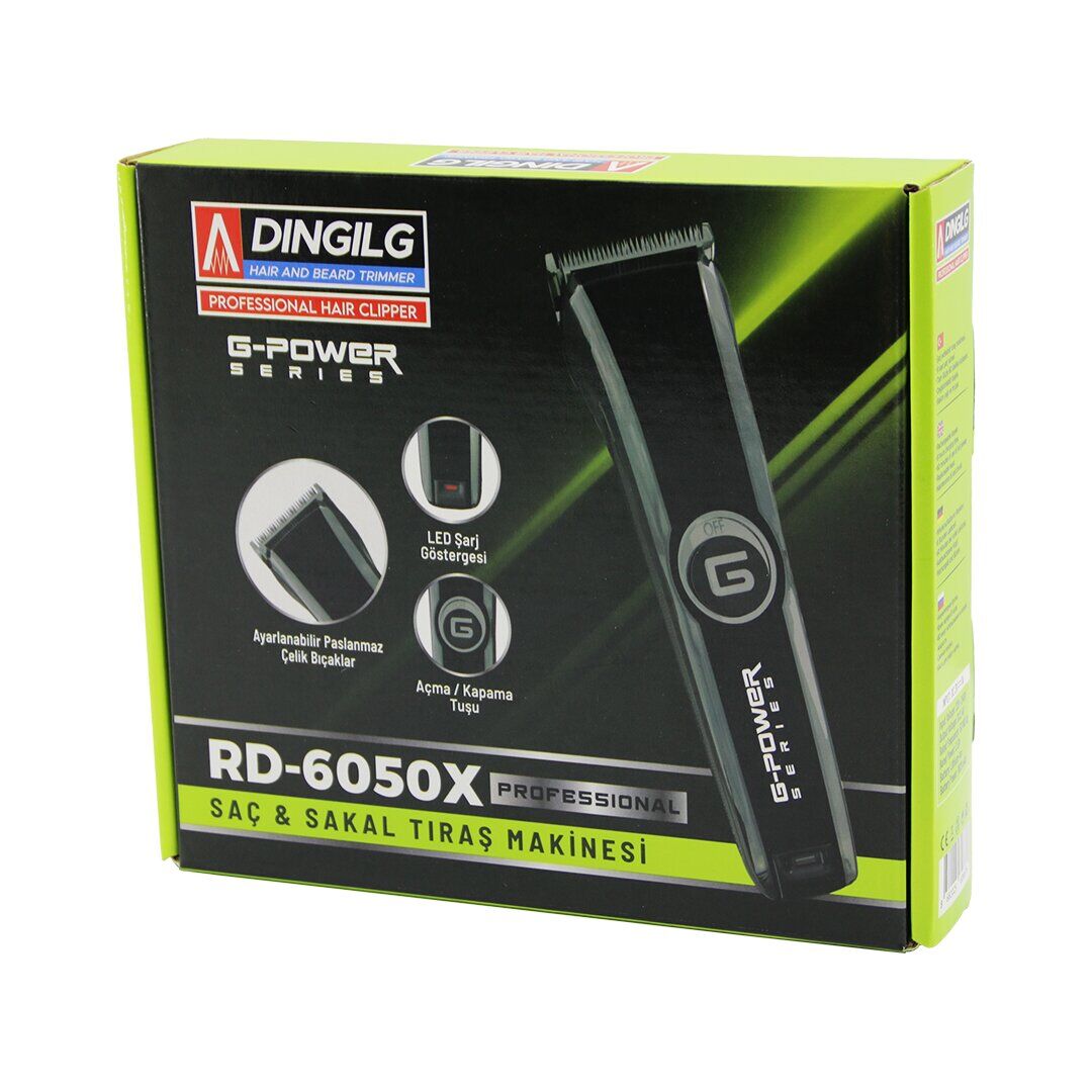 DINGILG RD-6050(X) (G-POWER) (G-PLUS) SAÇ SAKAL KESME & TRAŞ MAKİNESİ (AYARLI BIÇAK=0.1-05MM) (FİŞ ŞARJLI) (KROM KAPLI GÖVDE)*48