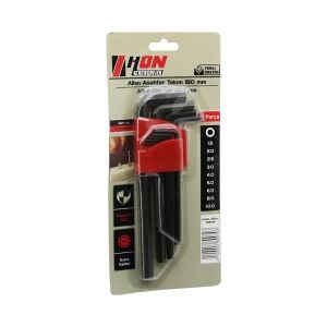 HON ( 9PCS ) ( SİYAH ) ( UZUN & DÜZ ) ( 180MM ) ALYAN ( ALLEN ) ANAHTAR TAKIMI ( BRKT-800703 )*30