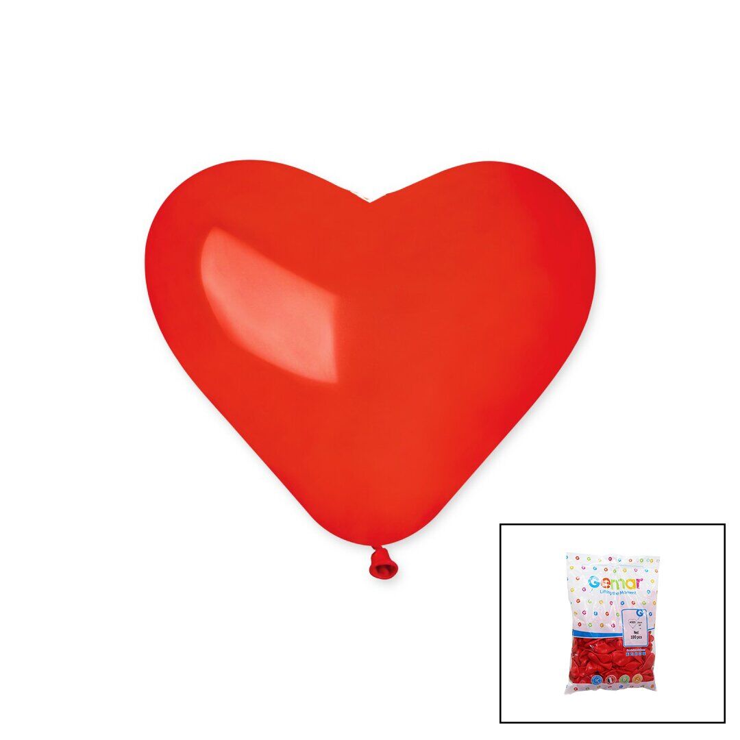 GEMAR-CR BASKISIZ KIRMIZI KALP BALON #005 ( 10'' & 25CM & 100PCS )*1X50