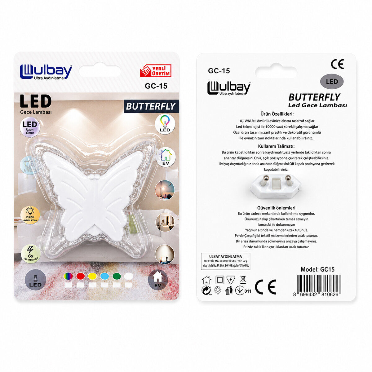 ULBAY GC-15 ( KELEBEK ) LED GECE LAMBASI*10X24