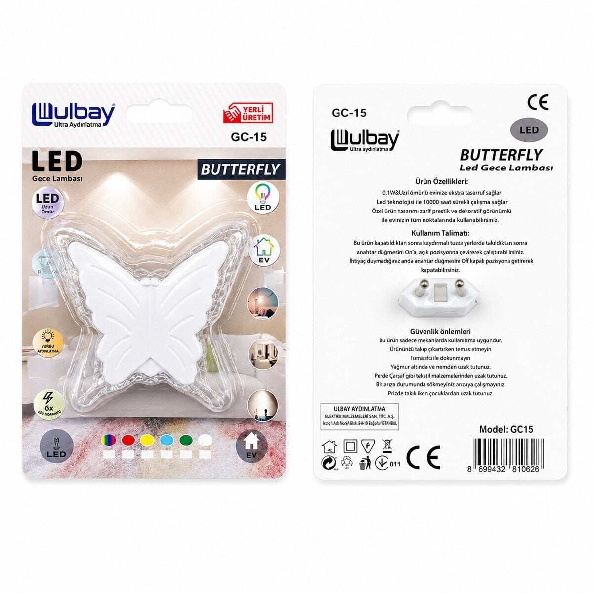 ULBAY GC-15 ( KELEBEK ) LED GECE LAMBASI*10X24