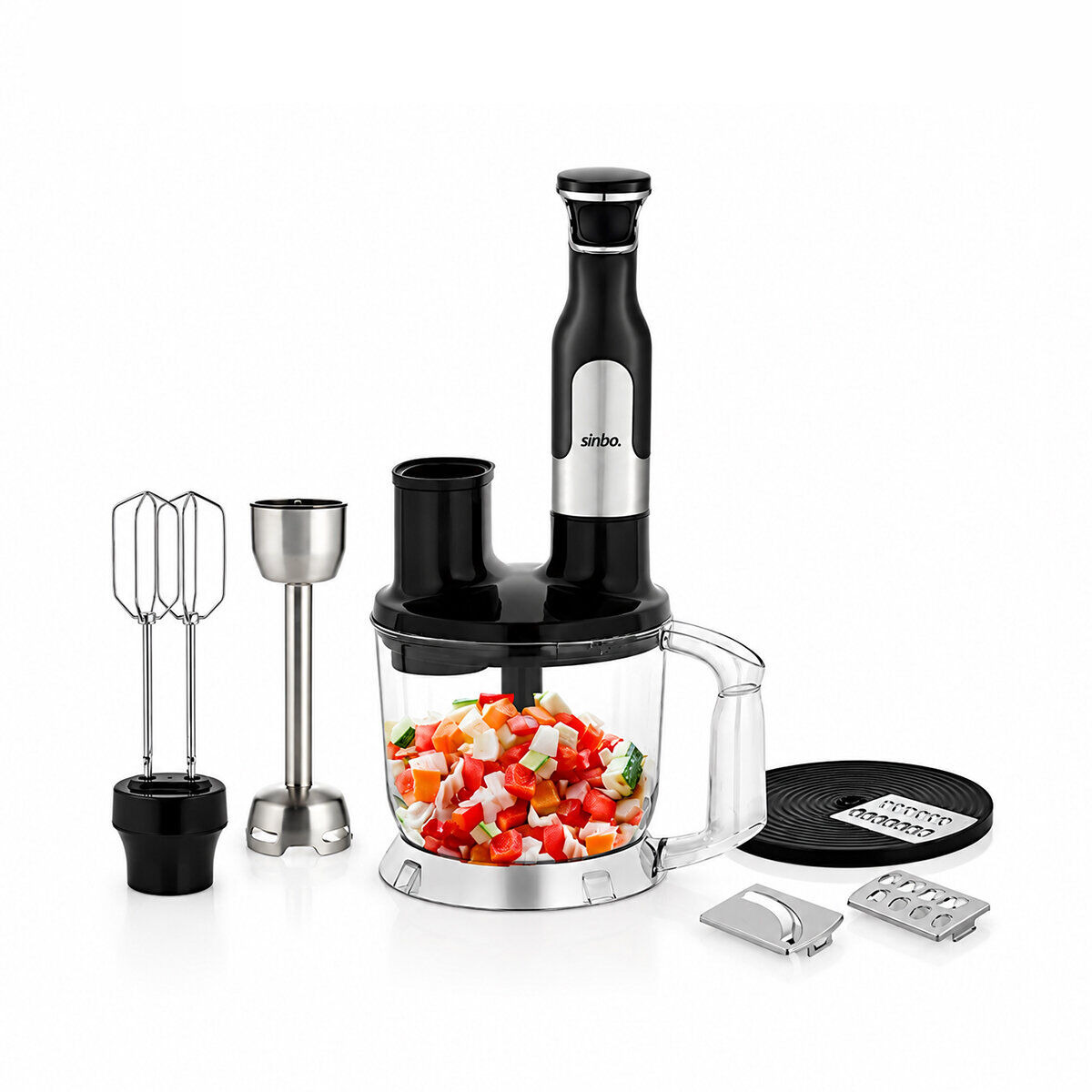 SİNBO SHB-7534 ( 2HIZ AYAR & PASLANMAZ ÇELİK BIÇAK ) EL MULTİ BLENDER SETİ ( 2 LT HAZNELİ )*4