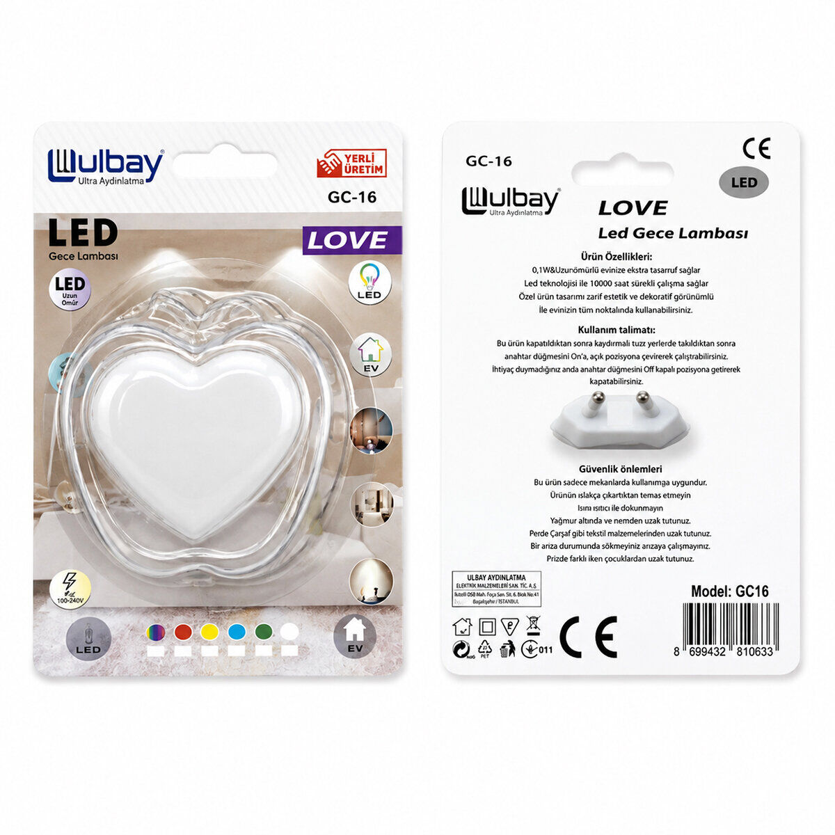 ULBAY GC-16 ( KALP ) LEDLİ GECE LAMBASI*10X24